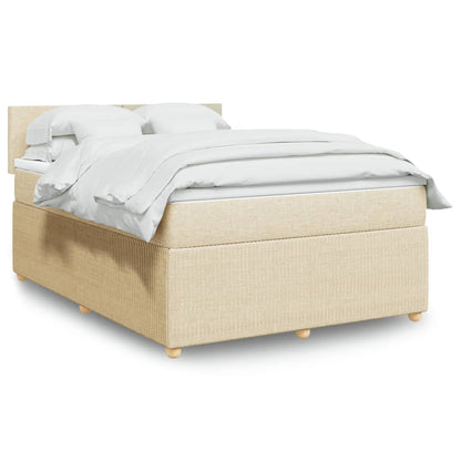 Box Spring Postel S Matrací Textil Krémová