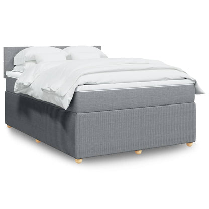 Box Spring Postel S Matrací Textil Světle Šedá