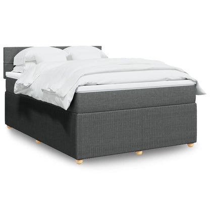 Box Spring Postel S Matrací Textil Tmavě Šedá