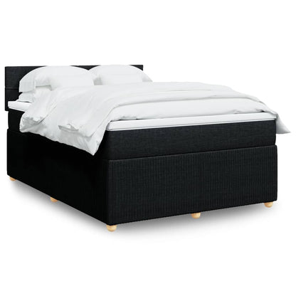 Box Spring Postel S Matrací Černá Textil Černá