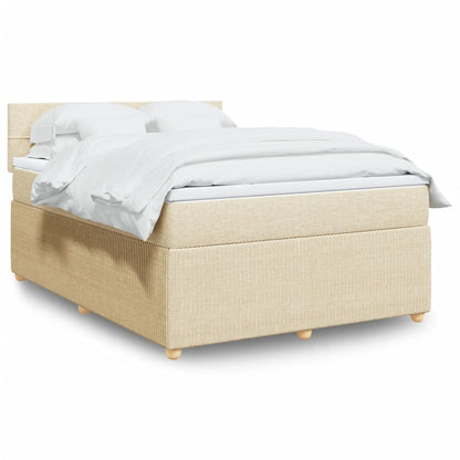 Box Spring Postel S Matrací Textil Krémová