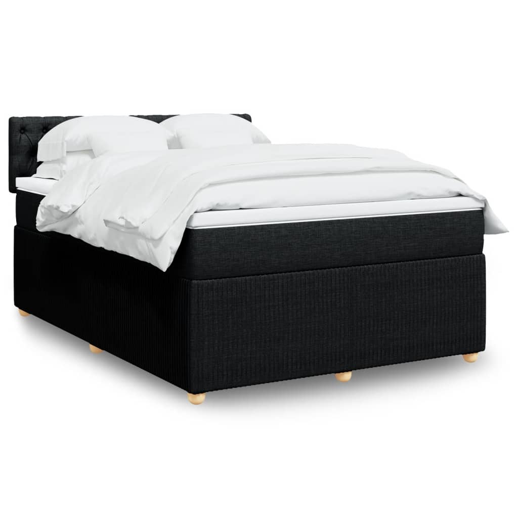 Box Spring Postel S Matrací Černá Textil Černá