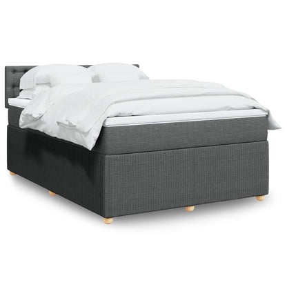 Box Spring Postel S Matrací Textil Tmavě Šedá