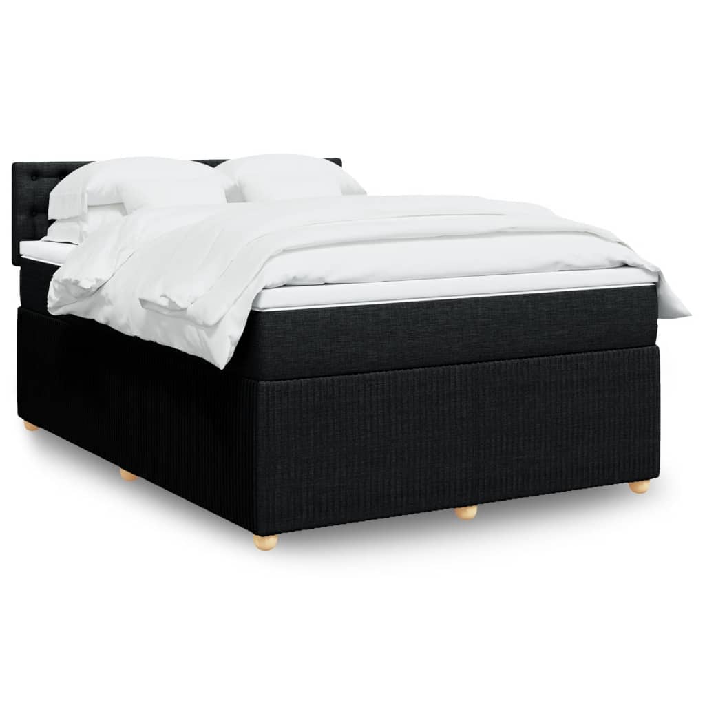 Box Spring Postel S Matrací Černá Textil Černá