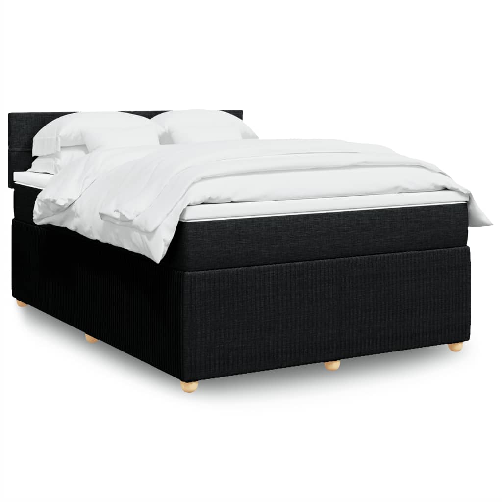 Box Spring Postel S Matrací Černá Textil Černá