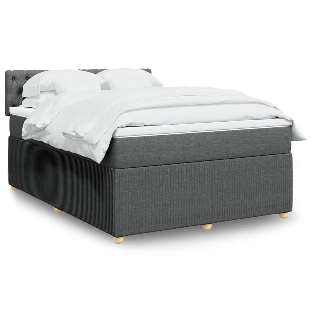 Box Spring Postel S Matrací Textil Tmavě Šedá