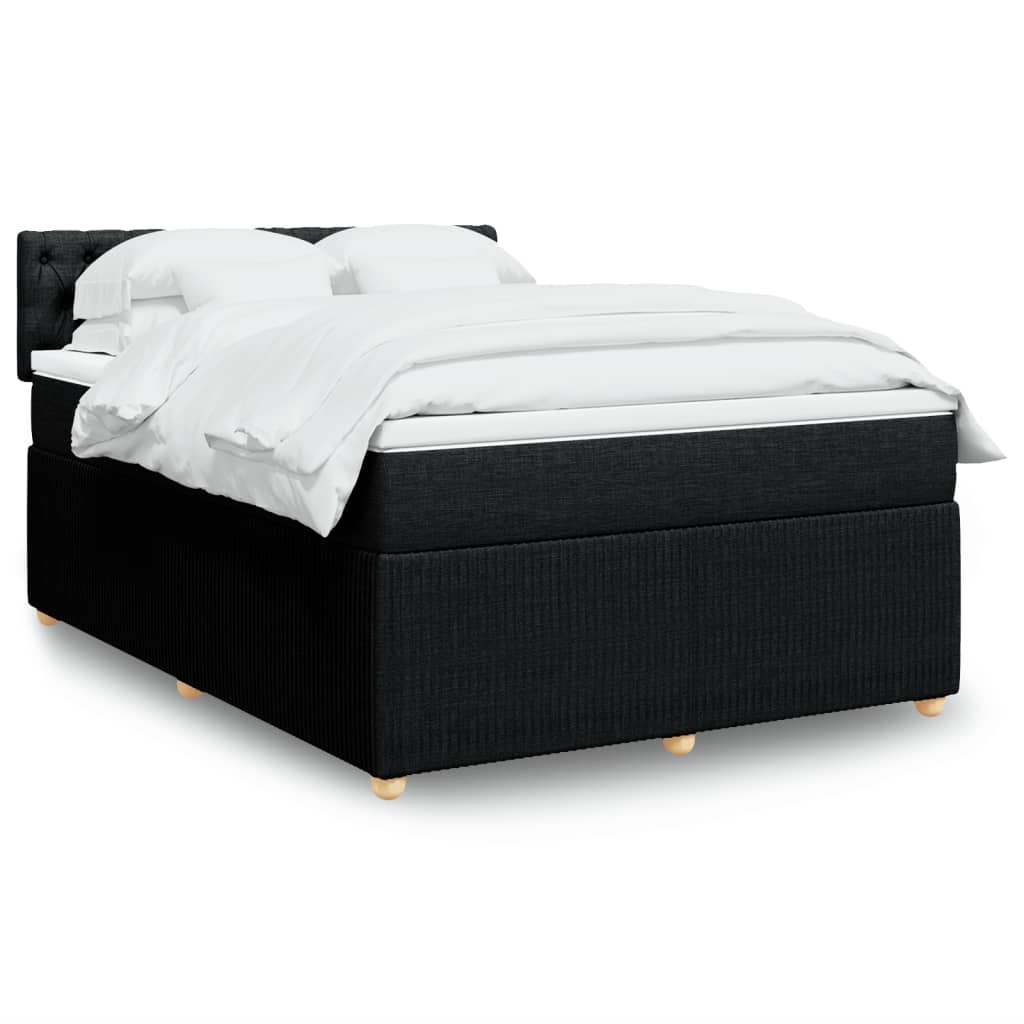 Box Spring Postel S Matrací Černá Textil Černá
