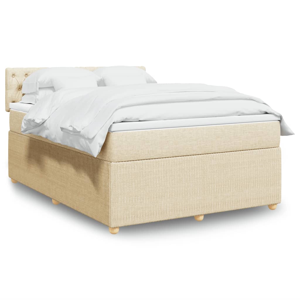 Box Spring Postel S Matrací Textil Krémová