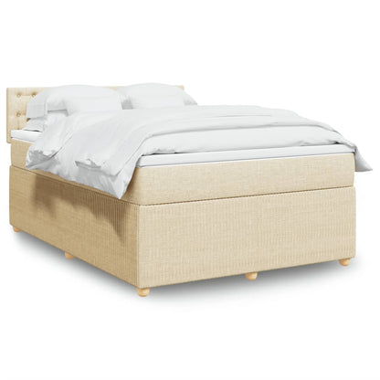 Box Spring Postel S Matrací Textil Krémová