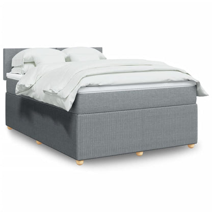 Box Spring Postel S Matrací Textil Světle Šedá
