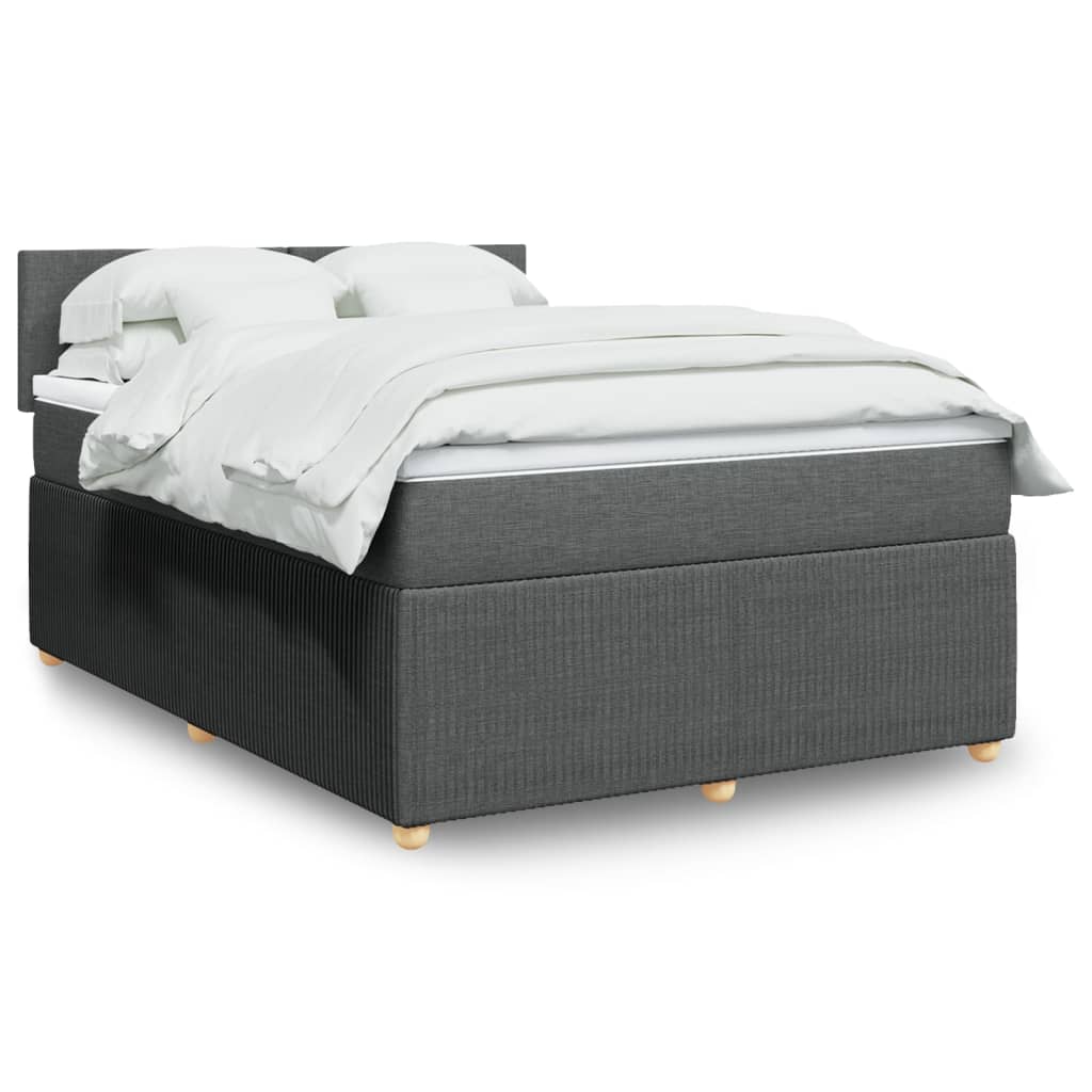 Box Spring Postel S Matrací Textil Tmavě Šedá