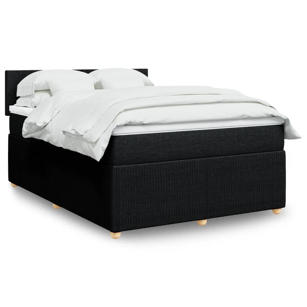 Box Spring Postel S Matrací Černá Textil Černá