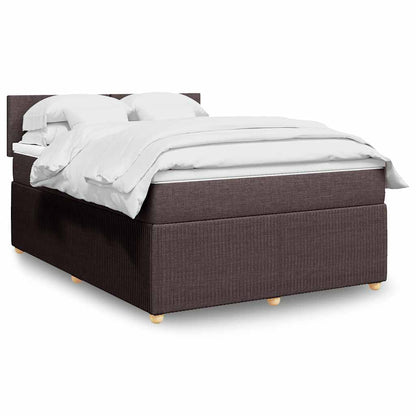 Box Spring Postel S Matrací Textil Tmavě Hnědá