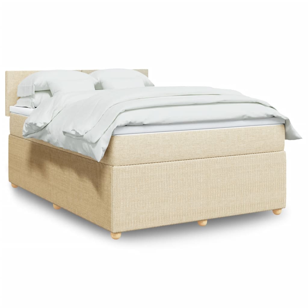 Box Spring Postel S Matrací Textil Krémová