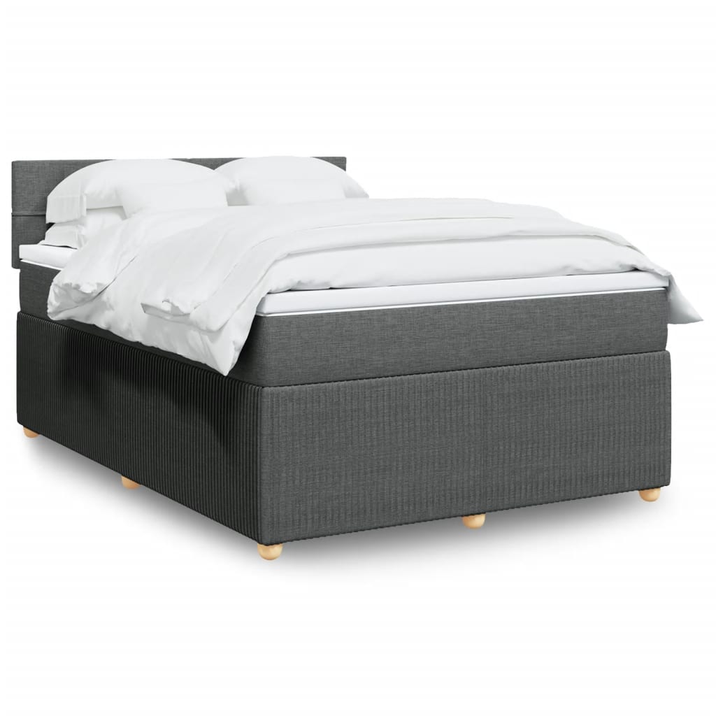 Box Spring Postel S Matrací Textil Tmavě Šedá