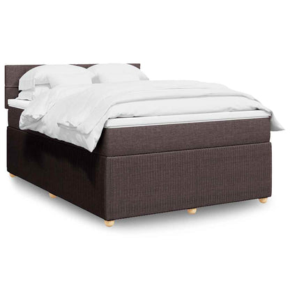 Box Spring Postel S Matrací Textil Tmavě Hnědá