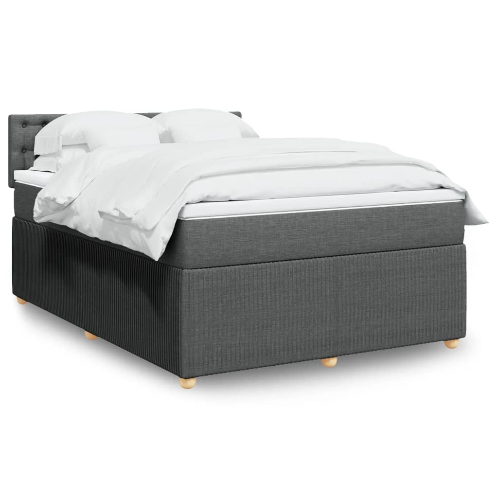Box Spring Postel S Matrací Textil Tmavě Šedá