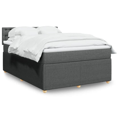 Box Spring Postel S Matrací Textil Tmavě Šedá