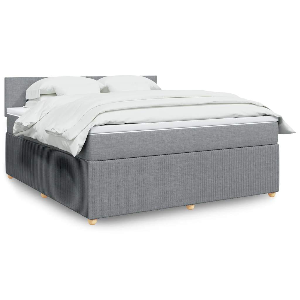 Box Spring Postel S Matrací Textil Světle Šedá
