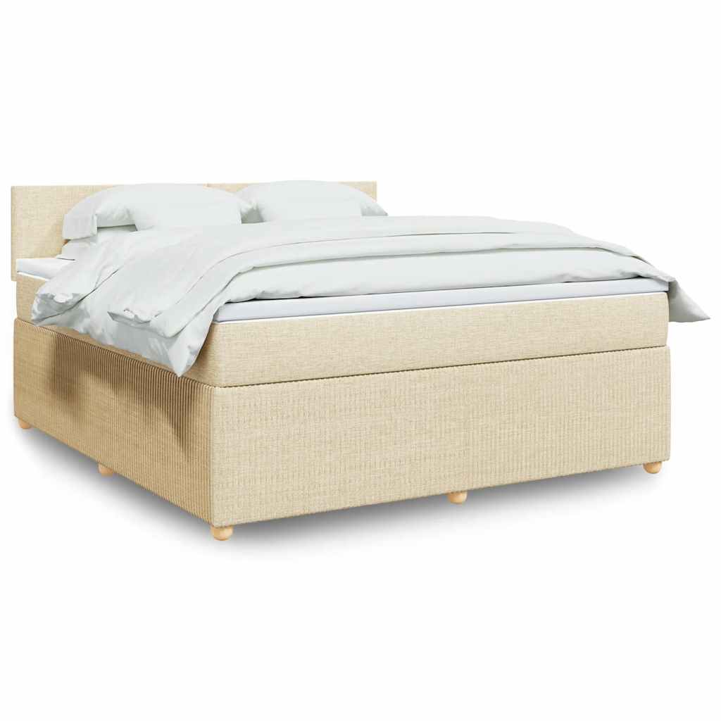 Box Spring Postel S Matrací Textil Krémová