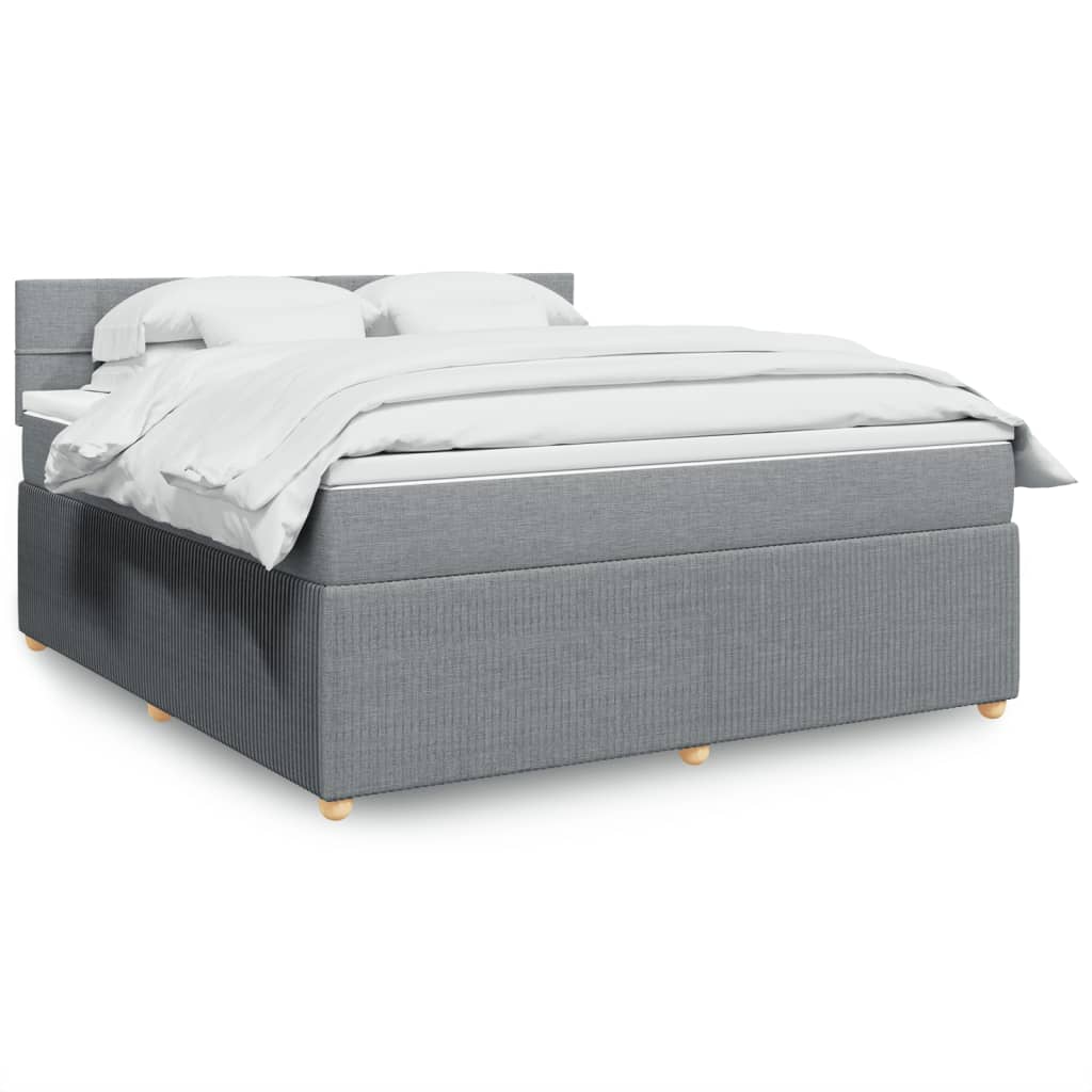 Box Spring Postel S Matrací Textil Světle Šedá