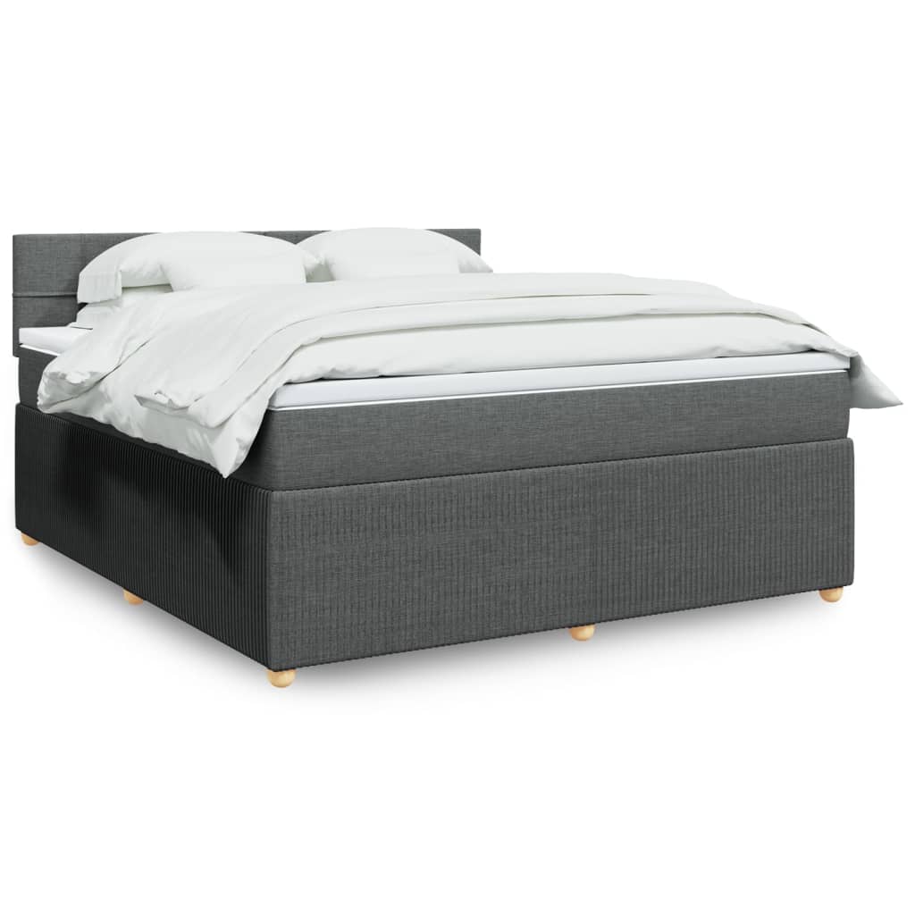 Box Spring Postel S Matrací Textil Tmavě Šedá