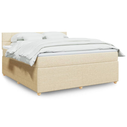 Box Spring Postel S Matrací Textil Krémová