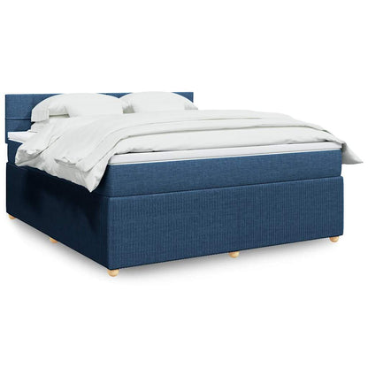 Box Spring Postel S Matrací Textil Modrá