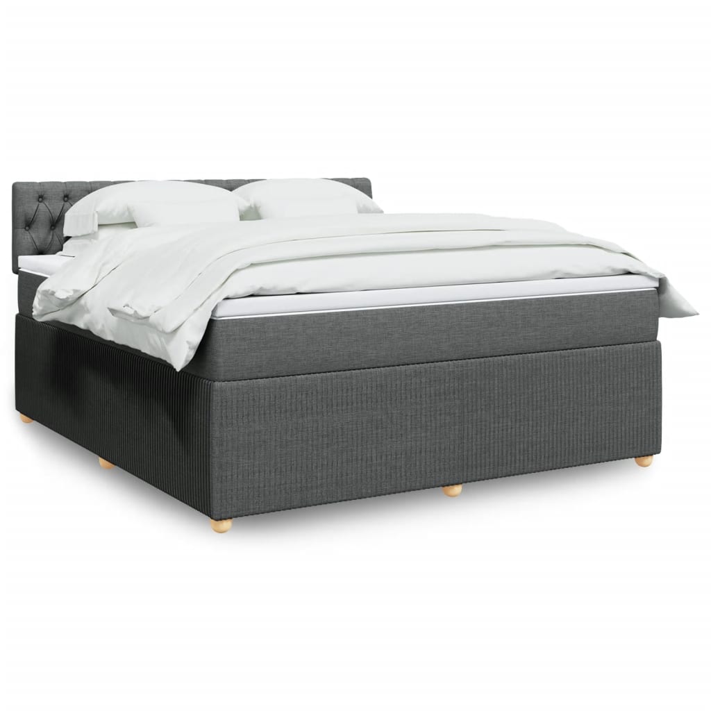 Box Spring Postel S Matrací Textil Tmavě Šedá
