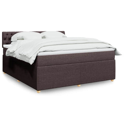 Box Spring Postel S Matrací Textil Tmavě Hnědá