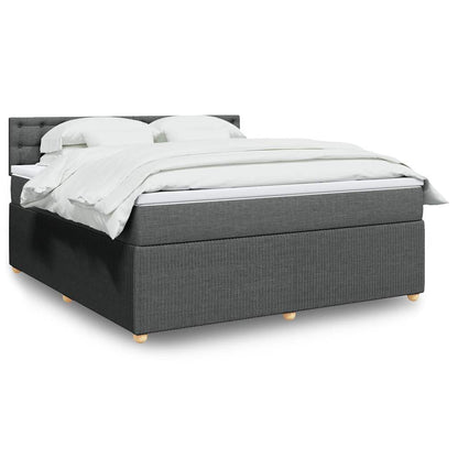 Box Spring Postel S Matrací Textil Tmavě Šedá