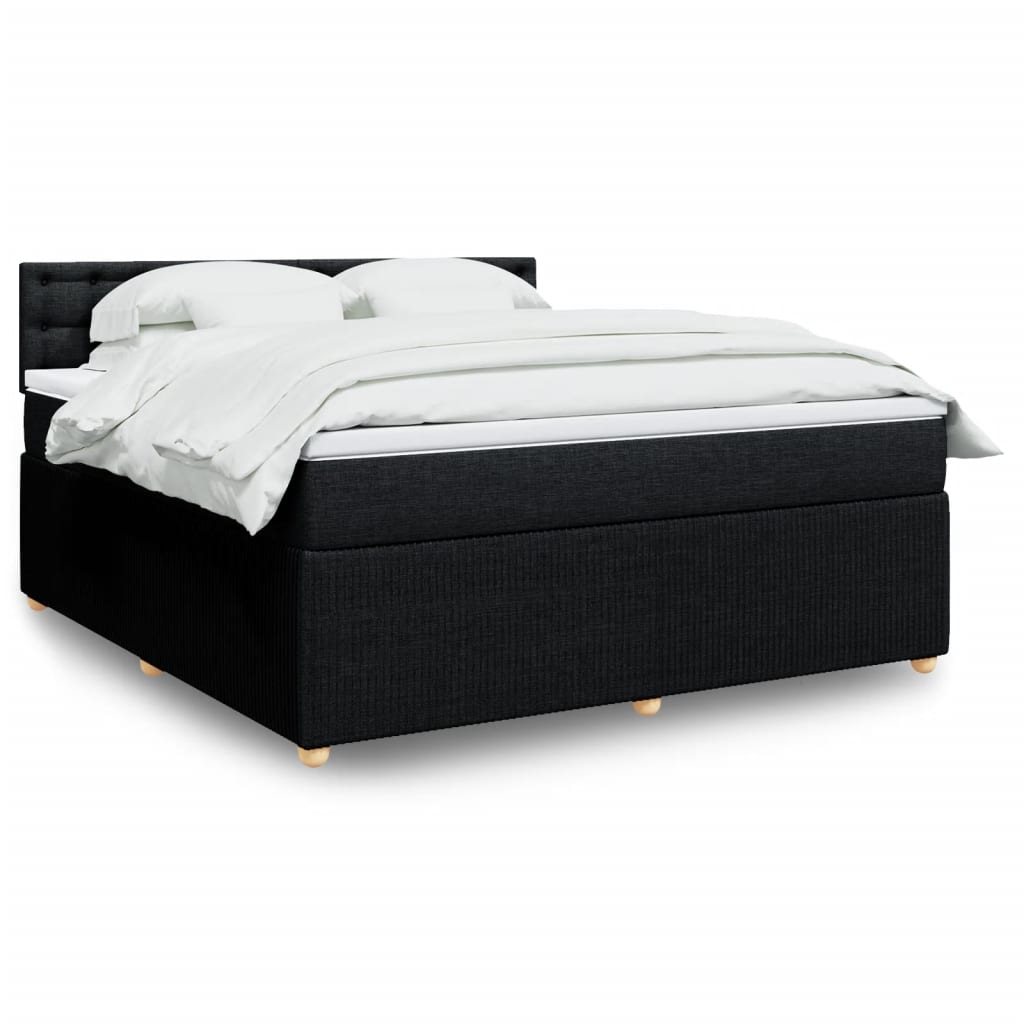 Box Spring Postel S Matrací Černá Textil Černá