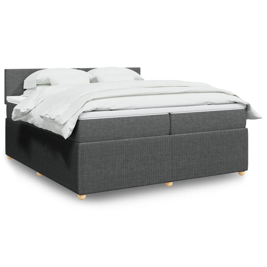 Box Spring Postel S Matrací Textil Tmavě Šedá