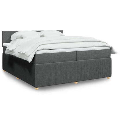 Box Spring Postel S Matrací Textil Tmavě Šedá