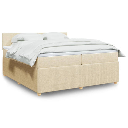 Box Spring Postel S Matrací Textil Krémová