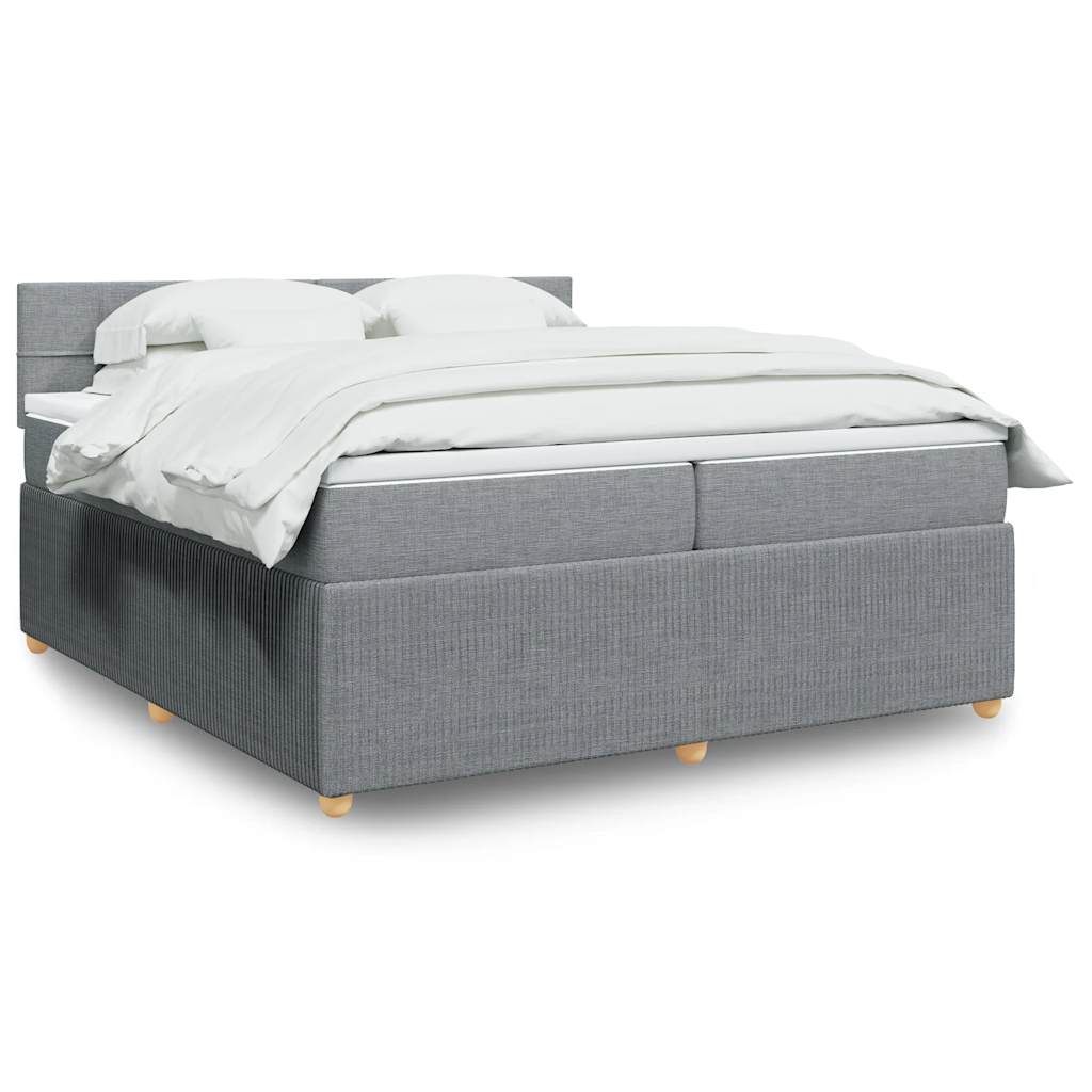 Box Spring Postel S Matrací Textil Světle Šedá