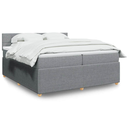 Box Spring Postel S Matrací Textil Světle Šedá
