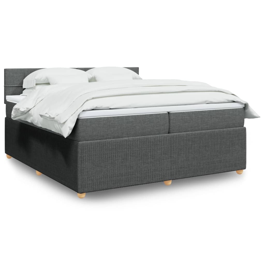 Box Spring Postel S Matrací Textil Tmavě Šedá
