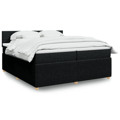 Box Spring Postel S Matrací Černá Textil Černá