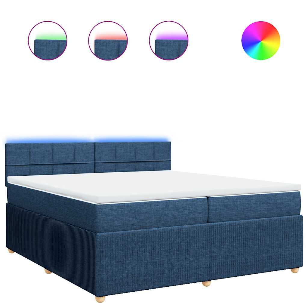 Box Spring Postel S Matrací Modrá 200X200 Cm Textil