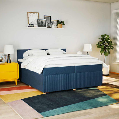 Box Spring Postel S Matrací Modrá 200X200 Cm Textil