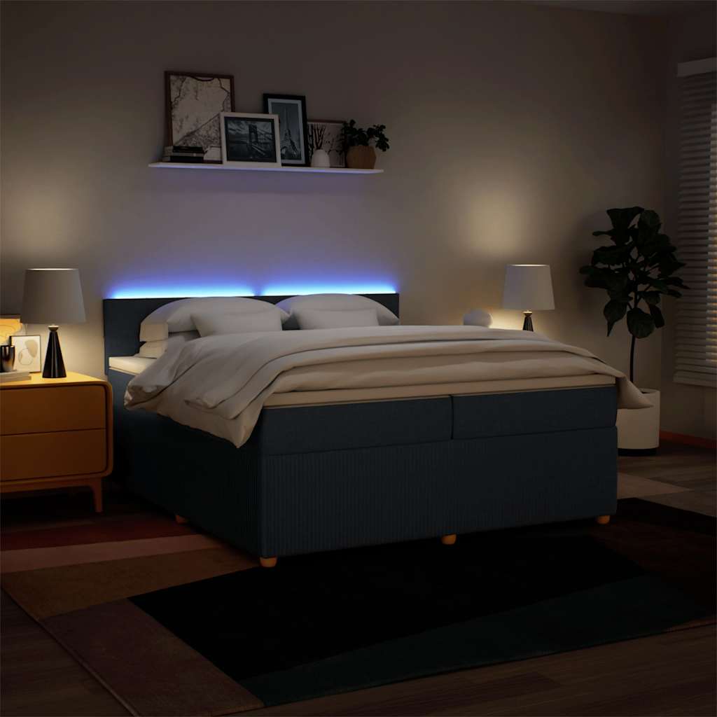 Box Spring Postel S Matrací Modrá 200X200 Cm Textil