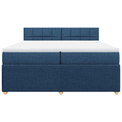 Box Spring Postel S Matrací Modrá 200X200 Cm Textil