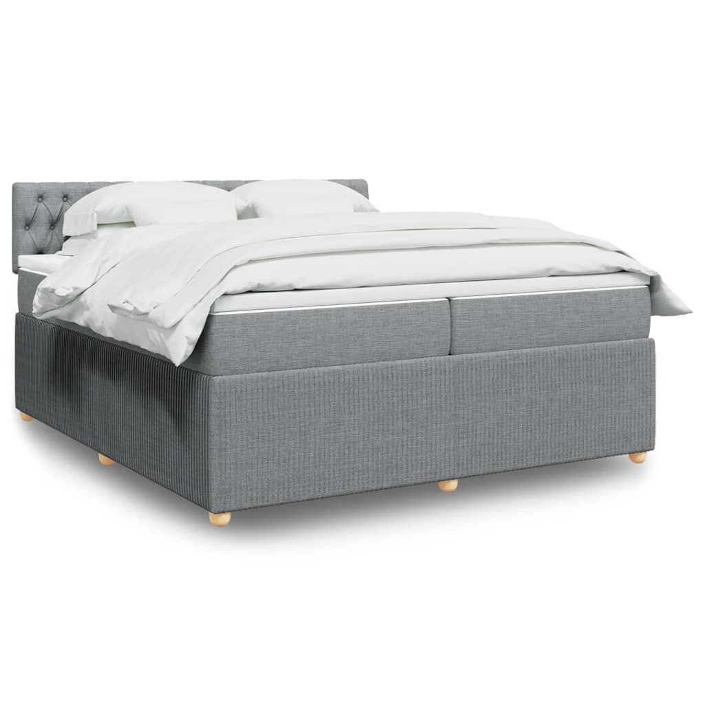 Box Spring Postel S Matrací Textil Světle Šedá