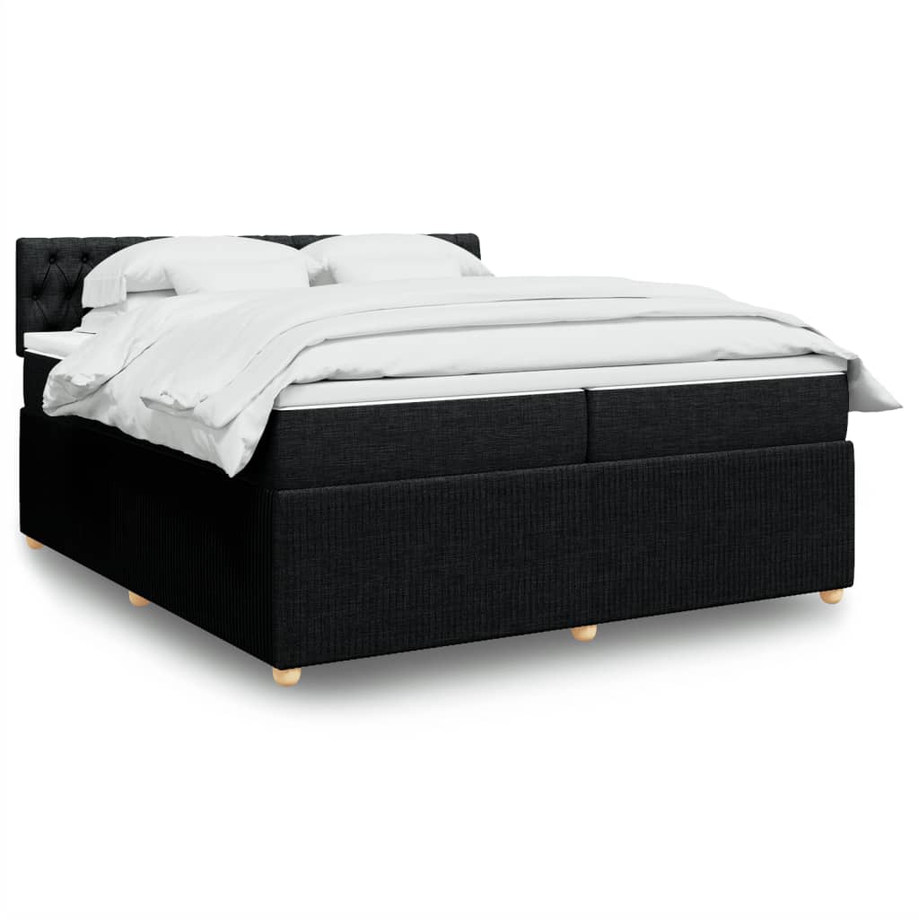 Box Spring Postel S Matrací Černá Textil Černá
