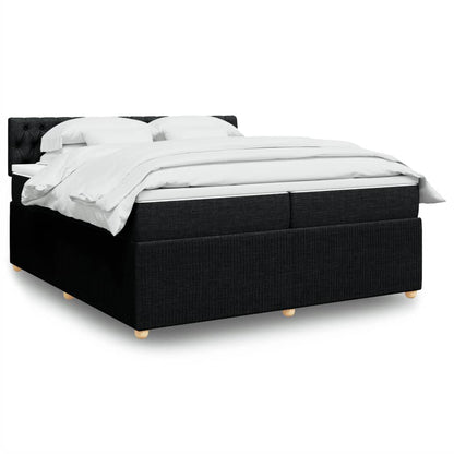 Box Spring Postel S Matrací Černá Textil Černá