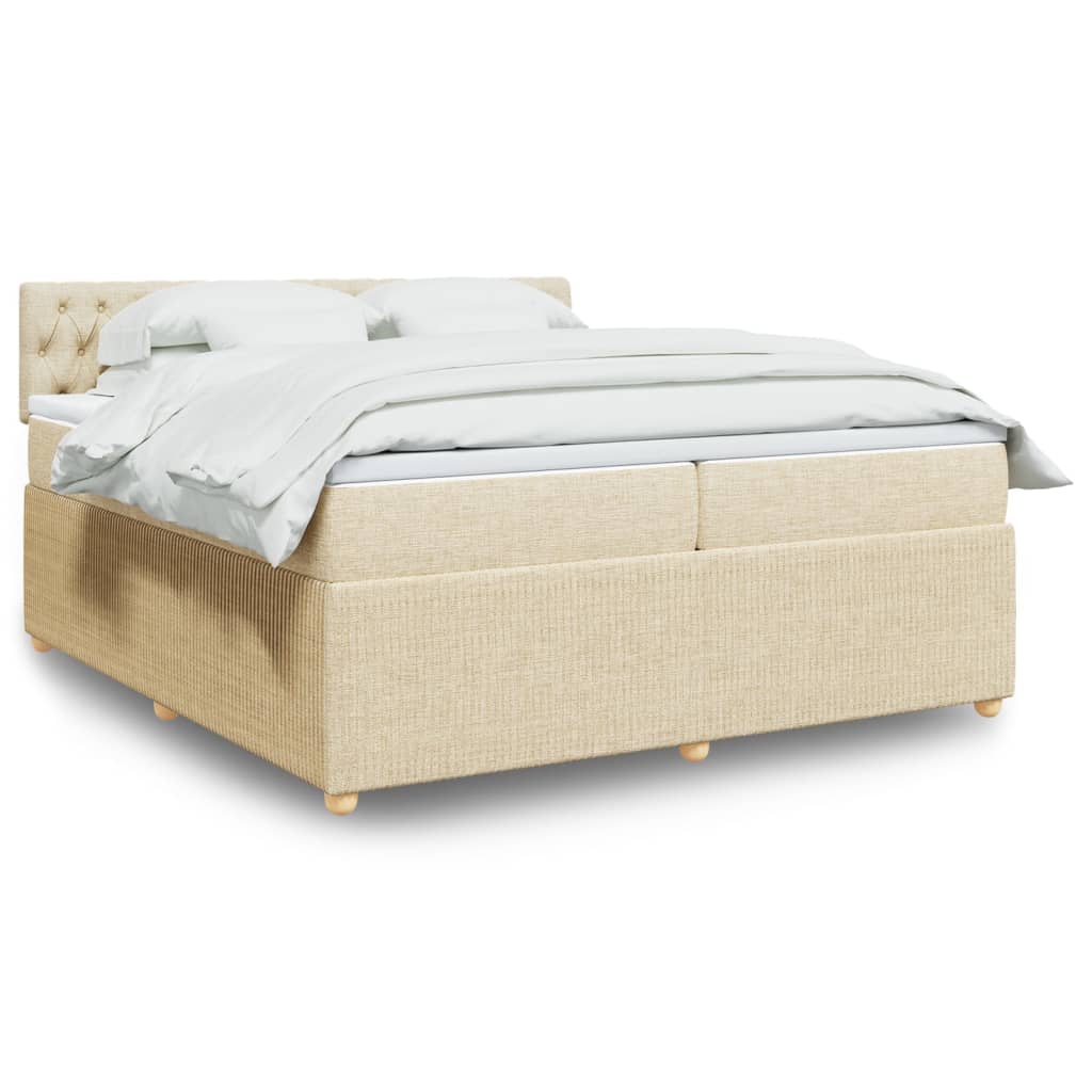 Box Spring Postel S Matrací Textil Krémová