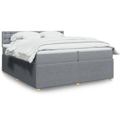 Box Spring Postel S Matrací Textil Světle Šedá