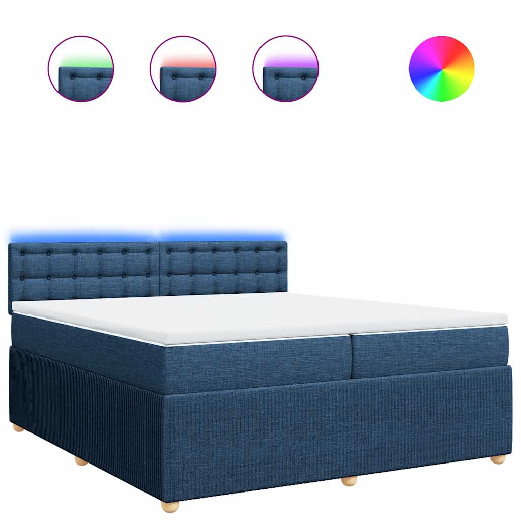Box Spring Postel S Matrací Modrá 200X200 Cm Textil