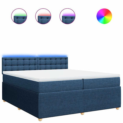 Box Spring Postel S Matrací Modrá 200X200 Cm Textil